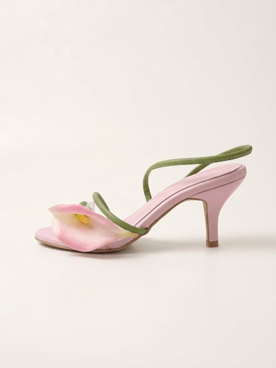 Calla Lily Sandal Heel — Pink